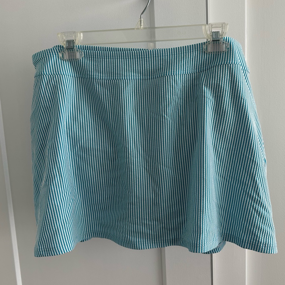 Lands' End Blue and White Striped Skater Skirt